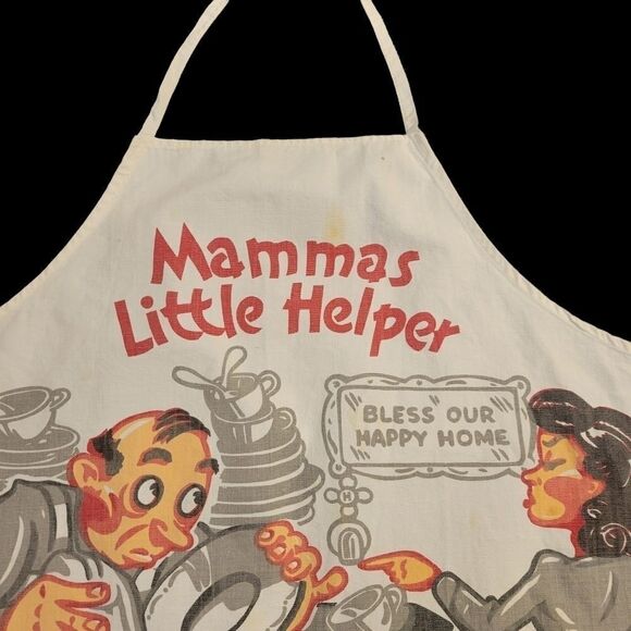 Vintage Mamma's Little Helper Kitchen Hostess Apron Kitchy Unique - Picture 3 of 10
